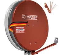 SCHWAIGER 265 Antenne parabolique Sat Antenne Satellite en Aluminium Antenne Offset Bras Support LNB Support de mât Antenne parabolique Sat 88 x 88 cm Rouge Brique