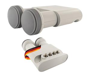 SCHWAIGER 5095 Monobloc Quad LNB 4-participants numérique Accessoires pour Parabole Protection Contre Les intempéries Raccords dorés Gris Clair Récepteur Satellite Eutelsat Astra