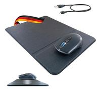 SCHWAIGER 660098 QI Tapis de Souris avec Souris sans Fil Compatible QI Chargeur à Induction Station de Charge inductive Indicateur de Charge LED Revêtement antidérapant sans Fil USB-C