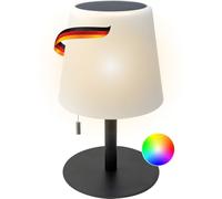 SCHWAIGER -660166- RGB LED Lampe de table solaire d'extérieur (200 Lm), dimmable, couleurs d'éclairage blanc chaud et RGB, pour l'extérieur avec IP44 et Micro USB