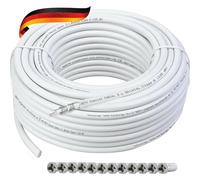 SCHWAIGER -9581- Kit d'installation SAT | Câble coaxial | 25m | 135dB | 5 fois blindé | non confectionné | Câble satellite | 135 dB | Connecteur F | 8,2 mm de diamètre | résistant à l'humidité | blanc