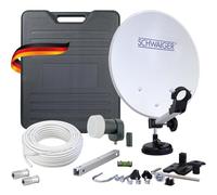 SCHWAIGER 9857 Kit complet pour installation satellite de camping numérique avec antenne satellite LNB non assemblée 10 m Antenne satellite en acier 35 x 38 cm