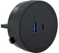 SCHWAIGER Adaptateur de Prise pour Conducteur Modulaire Prise Domestique Adaptateur de Charge USB Click & Twist System 680W/20W Certifié VDE Ø 62mm Montage sans Outil Noir