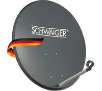 SCHWAIGER Antenne Satellite 60cm avec Bras-Porteur LNB et Support de Mailles - Anthracite - Miroir en Acier - pour recevoir