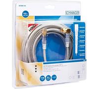 Schwaiger Câble satellite à raccord coudé Angle à 90 Fiches F vers F 110 dB Blindage 4 voies crou moleté plaqué or Transparent Longueur 10 m