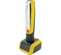 SCHWAIGER FL1100 531 2en1 Lampe multifonctionnelle Lampe de poche Projecteur Lumière mobile avec station de charge Support magnétique Crochet de suspension jaune noir