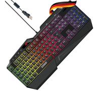 SCHWAIGER GT108 Clavier de Jeu PC Ordinateur Clavier RGB éclairage Touches Anti-ghosting QWERTZ Support Smartphone Repose-Poignet Commande Multi-média Arc-en-Ciel
