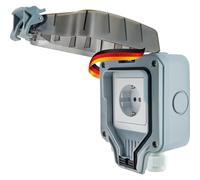 SCHWAIGER SOAD0100 Prise extérieure en saillie avec couvercle de protection contre les intempéries IP66 Fiche coudée Fermeture à clic