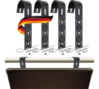 SCHWAIGER Support de centrale électrique de balcon pour balustrade I Kit de montage pour 2 modules solaires I Support de panneau solaire pour balcon et terrasse I Fixation du module PV en acier I