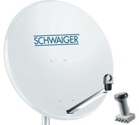 SCHWAIGER Système SAT 80 cm 4 participants Quad-LNB (avec switch) Gris clair (SPI991.0SET)