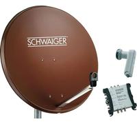 SCHWAIGER Système SAT 80 cm 6 participants Quattro-LNB (sans switch) tuile-rouge avec multicommutateur 5/6