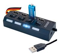 Schwaiger Hub USB UH4013 – 4 ports USB-A 2.0 480 Mbit/s LED commutable individuellement Noir