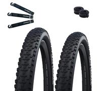 Schwalbe 60-406 Lot de 2 pneus de vélo intelligents Sam Addix Performance Line, noirs, 20 x 2,35 mm + 2 chambres à air AV7 assorties avec démonte-pneu maxxi4you