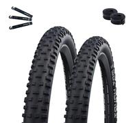 Schwalbe 60-622 Lot de 2 pneus crantés Tough Tom, ligne active, noir, 60-622 (29 x 2,35) + 2 chambres à air Schwalbe DV19 avec démonte-pneu maxxi4you