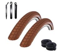 Schwalbe Big Ben Lot de 2 pneus de vélo marron avec Reflex 50-622 (28 x 2,00) + 2 chambres à air Schwalbe AV19 avec démonte-pneu maxxi4you