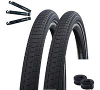Schwalbe Big Ben Plus Performance Double Defense GreenGuard Addix E-50 Lot de 2 pneus de vélo Noir + Reflex 55-584 (27,5 x 2,15) + 2 chambres à air Schwalbe AV19 avec démonte-pneu maxxi4you