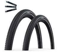 Schwalbe G-One Comp Plus, Lot de 2 pneus métalliques Active PunctureGuard vert E-25 Noir + Reflex 45-622 (28 x 1,70) avec démonte-pneu maxxi4you