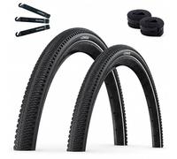 Schwalbe G-One Comp Plus, Lot de 2 pneus métalliques Active PunctureGuard vert E-25 noir + Reflex 50-622 (28 x 2,00) avec démonte-pneu maxxi4you