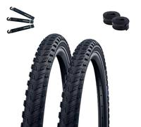 Schwalbe Marathon 365 Lot de 2 pneus de vélo GreenGuard ADDIX 365 E-50 Noir + Reflex 37-622 (28 x 1,40) + 2 chambres à air Schwalbe DV17 avec démonte-pneu maxxi4you
