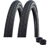Schwalbe Marathon E-Plus Smart D-Guard E-50 Noir Reflex 50-584 + 2 tuyaux Schwalbe SV19 avec démonte-pneus, 2 x
