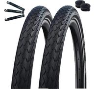 Schwalbe Marathon Lot de 2 pneus de vélo avec protection verte 28-622 (28 x 1,10) + 2 chambres à air SV15 longs avec démonte-pneu maxxi4you