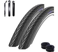 Schwalbe Marathon Plus Performance SmartGuard E-50 Lot de 2 pneus de vélo Noir 47-406 (20 x 175) + 2 tuyaux DV7 avec démonte-pneus