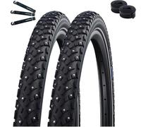 Schwalbe Marathon Winter Plus Lot de 2 pneus de vélo Noir/Reflex 55-406 (20 x 2,15) + 2 chambres à air Schwalbe DV7 avec démonte-pneu maxxi4you