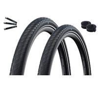 Schwalbe RaceGuard ADDIX E-25 Lot de 2 pneus de vélo Motion Big Apple, vert E-25, noir Reflex 55-507 (24 x 2,15) + 2 chambres à air Schwalbe AV10 avec démonte-pneu maxxi4you