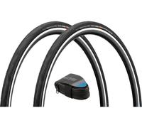 Schwalbe Set 2 Pneus Souples Pro One Evolution 28" + Sacoche de Selle Route noir 28-622 (700x28C)