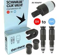 Kit de conversion schwalbe clik valve presta avec adaptateur de gonflage