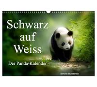 Schwarz auf Weiß - Der Panda-Kalender (Wandkalender 2026 DIN A3 quer), CALVENDO Monatskalender: "Pandas im Glück" - Ein Jahr zwischen Bambus und Behaglichkeit!