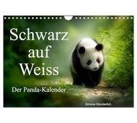Schwarz auf Weiß - Der Panda-Kalender (Wandkalender 2026 DIN A4 quer), CALVENDO Monatskalender: "Pandas im Glück" - Ein Jahr zwischen Bambus und Behaglichkeit!