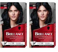 Schwarzkopf - Brillance - Coloration Cheveux Permanente Intense - Brillance Eclat Diamant - Couvre 100% des Cheveux Blancs - Masque Soin Fixateur de Couleur - Noir Bleuté 891 (Lot de 2)