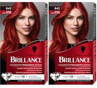Schwarzkopf - Brillance - Coloration Cheveux Permanente Intense - Eclat Diamant - Cheveux Brillants - Couvre 100% des Cheveux Blancs - Soin Nourrissant Inclus - Rouge Cachemire 842 (Lot de 2)