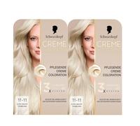 Schwarzkopf Creme Supreme Coloration 11-11 Blond titane ultra clair (2 x 182 ml), coloration permanente avec sérum et masque pour les cheveux, protège contre les dommages visibles, pour une couverture