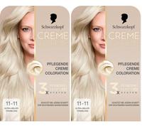 Schwarzkopf Creme Supreme Coloration 11-11 Coloration permanente avec sérum et masque pour protéger les cheveux contre les dommages visibles Blond titane ultra clair 182 ml (Lot de 2)