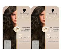 Schwarzkopf Creme Supreme Coloration 5-1 Brun froid (2 x 182 ml), coloration permanente pour cheveux avec sérum et masque pour protéger contre les dommages visibles, pour une couverture 100 % des