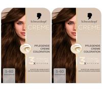 Schwarzkopf Creme Supreme Coloration 5-60 Chocolat (2 x 182 ml), coloration permanente pour cheveux avec sérum et masque pour protéger les cheveux visibles, pour une couverture 100 % des cheveux