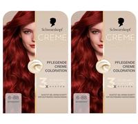 Schwarzkopf Creme Supreme Coloration 6-88 Rouge intense (2 x 182 ml), coloration permanente pour cheveux avec sérum et masque pour protéger les cheveux visibles, pour une couverture 100 % des cheveux
