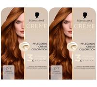 Schwarzkopf Creme Supreme Coloration 7-7 Blond cuivré foncé (2 x 182 ml) - Coloration permanente pour cheveux avec sérum et masque - Protège contre les dommages visibles des cheveux - Couverture 100