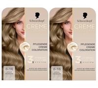 Schwarzkopf Creme Supreme Coloration 8-16 Blond cendré froid (2 x 182 ml), coloration permanente pour cheveux avec sérum et masque pour protéger contre les dommages visibles, pour une couverture 100