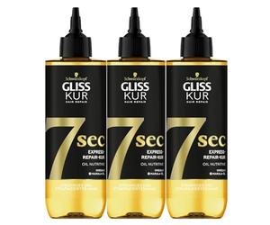 Schwarzkopf Gliss Kur 7 Sec Lot de 3 cures capillaires réparatrices à l'huile nutritive 200 ml