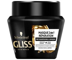 Schwarzkopf - Gliss - Masque Réparation 2 en 1 - Pré-Shampooing et Masque - Cheveux secs/abîmés - Soin Cheveux - 96% d'ingrédients d'origine naturelle - Pot de 300ml
