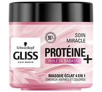 Schwarzkopf - Gliss - Masque Soin Miracle Eclat 4 en 1 - Cheveux abîmés et colorés - Soin Cheveux - 96% d'ingrédients d'origine naturelle - Pot de 400ml