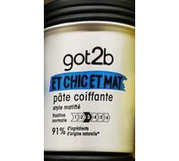 Schwarzkopf - Got2b - Pâte Coiffante Cheveux - Et Chic Et Mat - Finition Matifiée - Effet Mat - Fixation Normale - Ne Colle Pas - Pot 100 ml - Lot de 1
