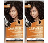 Schwarzkopf Kit de racines A4 brun foncé niveau 3 (2 x 45 ml), couleur permanente pour cacher la racine des cheveux en seulement 10 minutes, couleur de racines pour des transitions harmonieuses