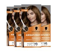 Schwarzkopf Kit de racines A2 brun doré niveau 3 (4 x 44,5 ml), coloration permanente pour cacher la racine des cheveux en seulement 10 minutes, couleur de racines pour des transitions harmonieuses