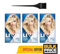 Schwarzkopf LIVE 00A Absolute Platinum Intense Pigment Lightener Hair Dye 3 p...