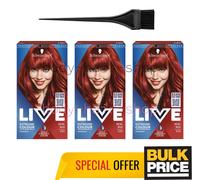 Schwarzkopf LIVE 035 Real Red Intense Pigment Permanent Hair Color Cream 3-Pack