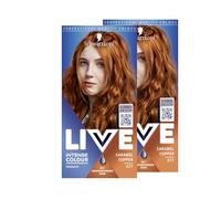 Schwarzkopf LIVE 077 Lot de 2 colorations permanentes pour cheveux gris cuivré caramel (2 x 142 ml) avec sérum intensifiant la couleur